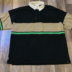 H&M Black and Tan Polo with Green Stripe
